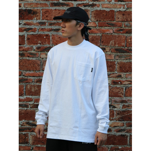 bboy寬松 純色t恤重磅街舞嘻哈打底hiphop小領口加袋長袖說唱男女