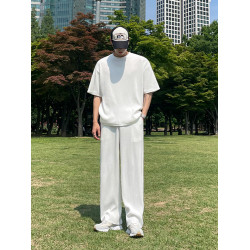 MRCYC夏季短袖短褲長褲三件套男韓系休閒運動套裝寬松T恤休閒褲子