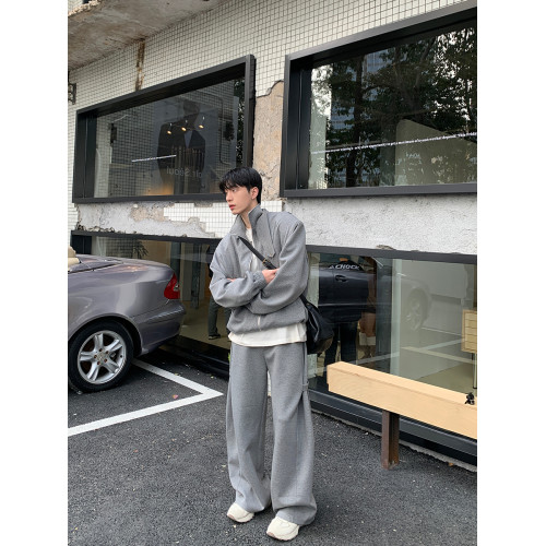 【明星同款】ONELYC1NS立領純色休閒運動套裝男外套濶腿拖地長褲 【明星同款】ONELYC1NS立領純色休閒運動套裝男外套濶腿拖地長褲