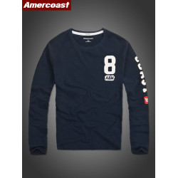 美洲海岸af長袖t恤男春秋休閒純棉潮打底衫男士上衣全棉做舊個性