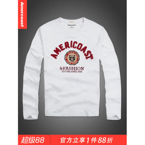 美洲海岸af長袖t恤男春秋休閒純棉潮打底衫男士上衣全棉做舊個性
