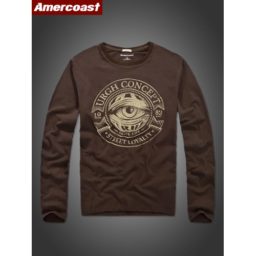 美洲海岸af長袖t恤男春秋休閒純棉潮打底衫男士上衣全棉做舊個性