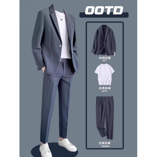 休閒西裝男士套裝外套高級感韓版痞帥春秋季輕熟小西服上衣三件套 休閒西裝男士套裝外套高級感韓版痞帥春秋季輕熟小西服上衣三件套