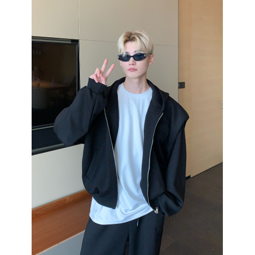 【周深同款】cuibuju小衆高級感夾克外套男墊肩衛衣直筒褲兩件套 【周深同款】cuibuju小衆高級感夾克外套男墊肩衛衣直筒褲兩件套