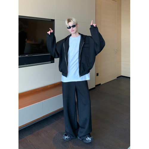 【周深同款】cuibuju小衆高級感夾克外套男墊肩衛衣直筒褲兩件套 【周深同款】cuibuju小衆高級感夾克外套男墊肩衛衣直筒褲兩件套