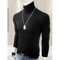 高領打底衫男士長袖T恤純棉純色緊身秋衣內衣保暖上衣服內搭秋冬