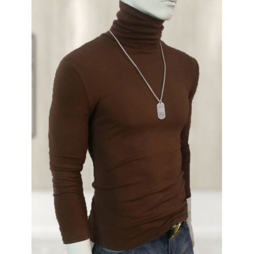 高領打底衫男士長袖T恤純棉純色緊身秋衣內衣保暖上衣服內搭秋冬