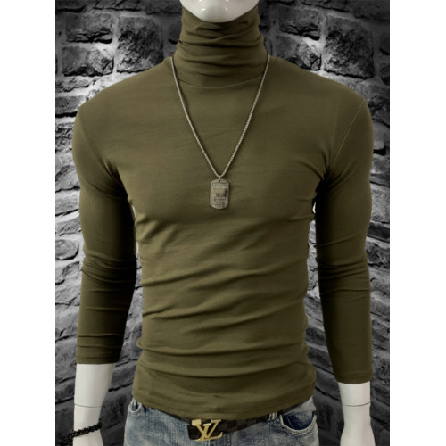 高領打底衫男士長袖T恤純棉純色緊身秋衣內衣保暖上衣服內搭秋冬