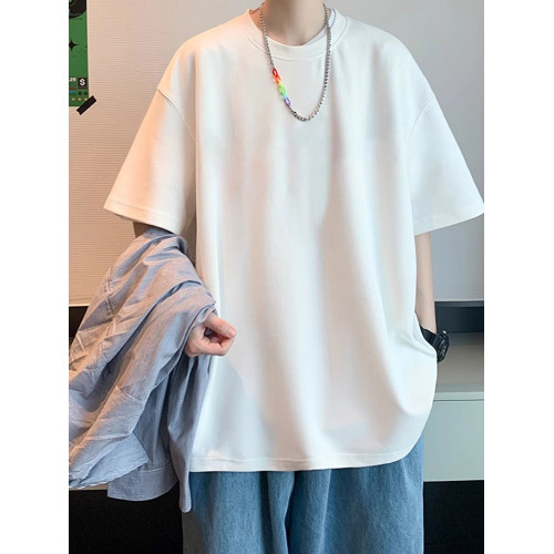 白色短袖t恤男士夏季純棉重磅2025新款青少年半袖打底衫寬松潮流 白色短袖t恤男士夏季純棉重磅2025新款青少年半袖打底衫寬松潮流