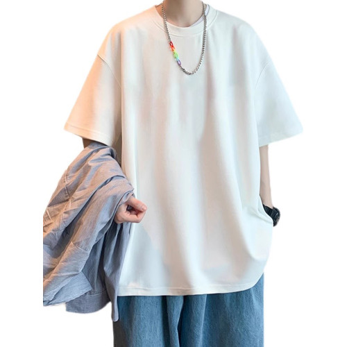 白色短袖t恤男士夏季純棉重磅2025新款青少年半袖打底衫寬松潮流 白色短袖t恤男士夏季純棉重磅2025新款青少年半袖打底衫寬松潮流