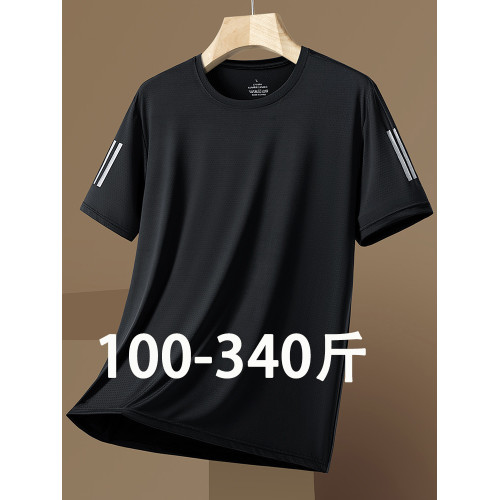 夏季男士短袖t恤300斤加肥加大碼胖子冰絲滑料半袖男速乾運動體恤 夏季男士短袖t恤300斤加肥加大碼胖子冰絲滑料半袖男速乾運動體恤