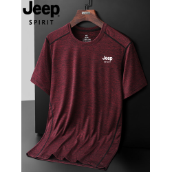 JEEP吉普冰絲速乾短袖t恤男夏季寬松休閒大碼圓領薄款半袖快乾衣