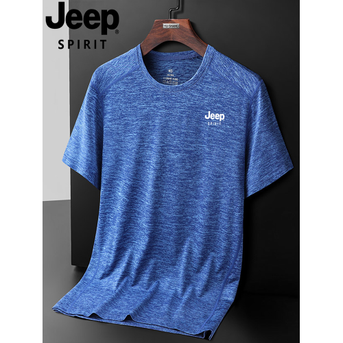 JEEP吉普冰絲速乾短袖t恤男夏季寬松休閒大碼圓領薄款半袖快乾衣