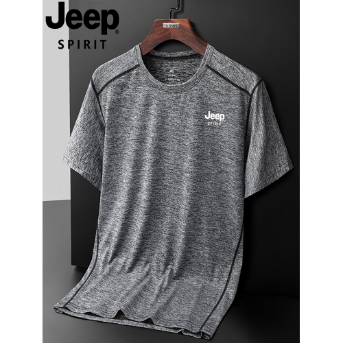 JEEP吉普冰絲速乾短袖t恤男夏季寬松休閒大碼圓領薄款半袖快乾衣