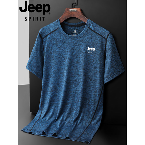 JEEP吉普冰絲速乾短袖t恤男夏季寬松休閒大碼圓領薄款半袖快乾衣