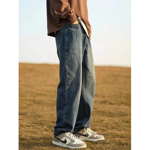 直筒牛仔褲男秋季復古水洗做舊顯瘦長褲子美式潮牌寬松百搭休閒褲