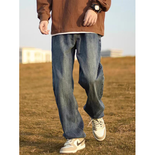 直筒牛仔褲男秋季復古水洗做舊顯瘦長褲子美式潮牌寬松百搭休閒褲