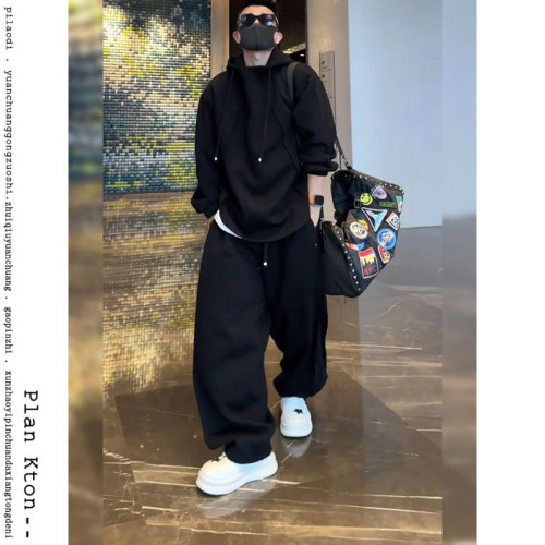 秋冬痞帥時尚兩件套裝男潮流衛衣春季寬松加厚香蕉直筒系帶休閒褲 秋冬痞帥時尚兩件套裝男潮流衛衣春季寬松加厚香蕉直筒系帶休閒褲