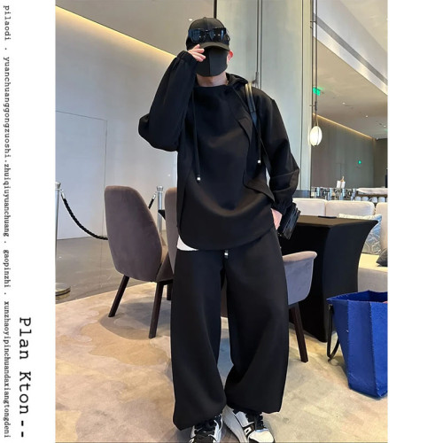 秋冬痞帥時尚兩件套裝男潮流衛衣春季寬松加厚香蕉直筒系帶休閒褲 秋冬痞帥時尚兩件套裝男潮流衛衣春季寬松加厚香蕉直筒系帶休閒褲