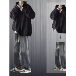 連帽毛衣男士套裝秋冬季2025新款港風慵懶風潮流休閒針織衫兩件套