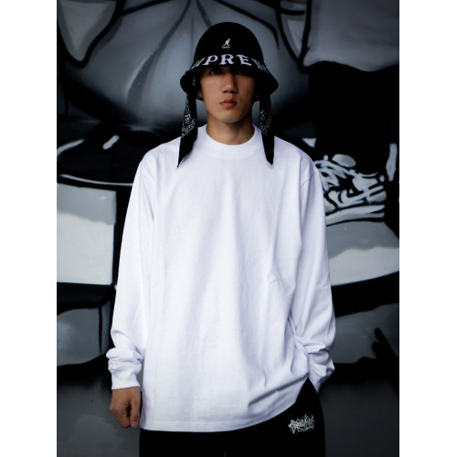 BBK 280g 寬松純色 滑板 重磅小領口t恤 街舞 圓領打底淨色長袖