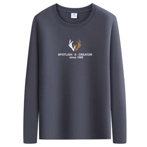 2件裝男士長袖t恤純棉圓領秋衣寬松休閒體恤男上衣內搭打底衫潮牌