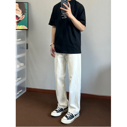 XANYP 白色簡約通勤牛仔褲男韓版痞帥顯瘦直筒百搭純色休閒褲 XANYP 白色簡約通勤牛仔褲男韓版痞帥顯瘦直筒百搭純色休閒褲