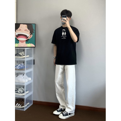 XANYP 白色簡約通勤牛仔褲男韓版痞帥顯瘦直筒百搭純色休閒褲 XANYP 白色簡約通勤牛仔褲男韓版痞帥顯瘦直筒百搭純色休閒褲