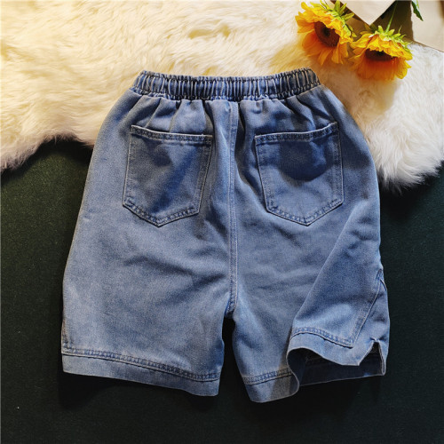 ins超火牛仔短褲男潮牌夏季薄款抽繩休閒褲港風情侶寬松五分褲 ins超火牛仔短褲男潮牌夏季薄款抽繩休閒褲港風情侶寬松五分褲