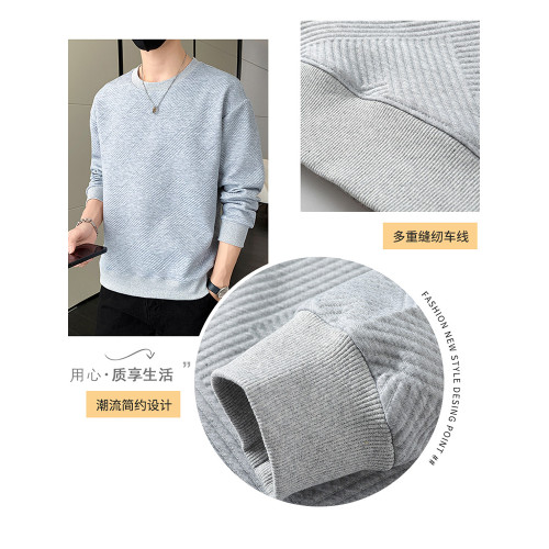 啄木鳥男士長袖t恤秋冬季加絨款衛衣白色打底衫男裝春秋內搭衣服