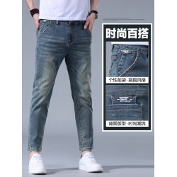 九分牛仔褲男2025年春秋新款潮牌復古懷舊藍秋冬修身小腳休閒男褲