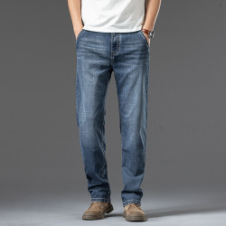 牛仔褲男大碼寬松直筒高腰彈力商務休閒褲胖子加肥加大男款春秋季