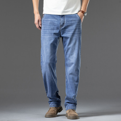 牛仔褲男大碼寬松直筒高腰彈力商務休閒褲胖子加肥加大男款春秋季 牛仔褲男大碼寬松直筒高腰彈力商務休閒褲胖子加肥加大男款春秋季