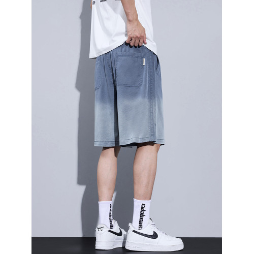 冰絲牛仔短褲男士夏季薄款天絲休閒中褲美式復古工裝運動五分短褲 冰絲牛仔短褲男士夏季薄款天絲休閒中褲美式復古工裝運動五分短褲