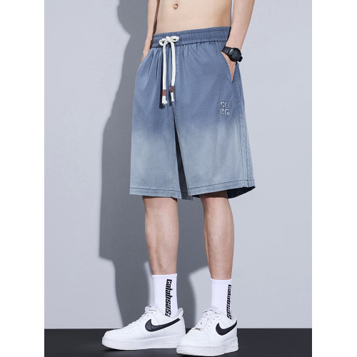 冰絲牛仔短褲男士夏季薄款天絲休閒中褲美式復古工裝運動五分短褲 冰絲牛仔短褲男士夏季薄款天絲休閒中褲美式復古工裝運動五分短褲