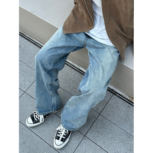 2025新款寬松直筒牛仔褲春秋款男生長褲子百搭休閒潮流垂感