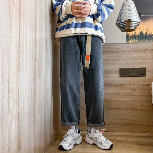 直筒牛仔褲男生春秋季潮牌ins寬松bf風復古濶腿褲港風帥氣長褲子 直筒牛仔褲男生春秋季潮牌ins寬松bf風復古濶腿褲港風帥氣長褲子