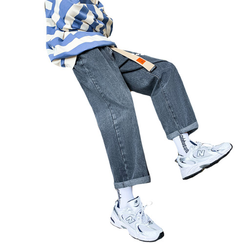 直筒牛仔褲男生春秋季潮牌ins寬松bf風復古濶腿褲港風帥氣長褲子 直筒牛仔褲男生春秋季潮牌ins寬松bf風復古濶腿褲港風帥氣長褲子