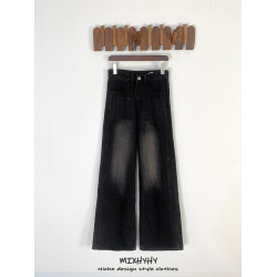 MIXHYHY 潮牌水洗做舊牛仔褲男女寬松百搭直筒長褲子潮流濶腳褲