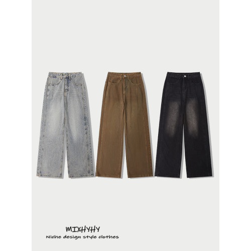 MIXHYHY 潮牌水洗做舊牛仔褲男女寬松百搭直筒長褲子潮流濶腳褲 MIXHYHY 潮牌水洗做舊牛仔褲男女寬松百搭直筒長褲子潮流濶腳褲