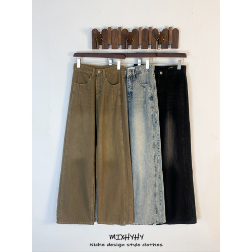 MIXHYHY 潮牌水洗做舊牛仔褲男女寬松百搭直筒長褲子潮流濶腳褲 MIXHYHY 潮牌水洗做舊牛仔褲男女寬松百搭直筒長褲子潮流濶腳褲