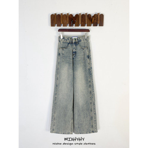 MIXHYHY 潮牌水洗做舊牛仔褲男女寬松百搭直筒長褲子潮流濶腳褲 MIXHYHY 潮牌水洗做舊牛仔褲男女寬松百搭直筒長褲子潮流濶腳褲