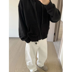 美式復古水洗cleanfit簡約白色牛仔褲男寬松休閒ins直筒百搭長褲