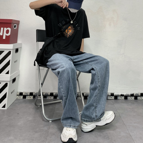 媽個雞媽 韓國ins四季百搭潮流水洗直筒濶腿褲寬松長褲牛仔褲男女 媽個雞媽 韓國ins四季百搭潮流水洗直筒濶腿褲寬松長褲牛仔褲男女