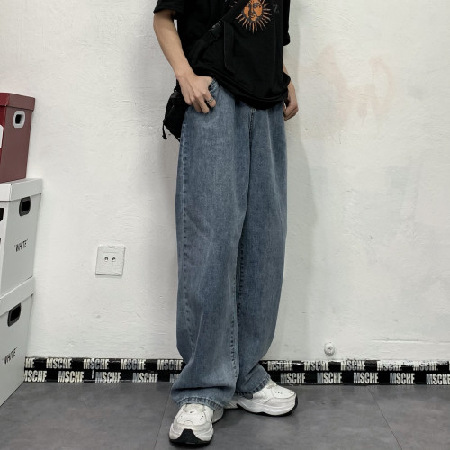 媽個雞媽 韓國ins四季百搭潮流水洗直筒濶腿褲寬松長褲牛仔褲男女 媽個雞媽 韓國ins四季百搭潮流水洗直筒濶腿褲寬松長褲牛仔褲男女