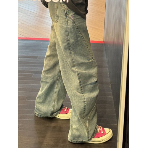 美式復古藍彎刀牛仔褲男款秋冬季解搆寬松直筒工裝褲子鐮刀濶腿褲 美式復古藍彎刀牛仔褲男款秋冬季解搆寬松直筒工裝褲子鐮刀濶腿褲