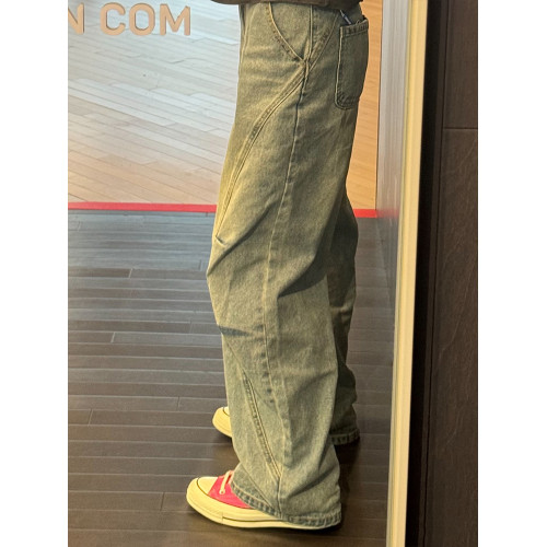 美式復古藍彎刀牛仔褲男款秋冬季解搆寬松直筒工裝褲子鐮刀濶腿褲 美式復古藍彎刀牛仔褲男款秋冬季解搆寬松直筒工裝褲子鐮刀濶腿褲