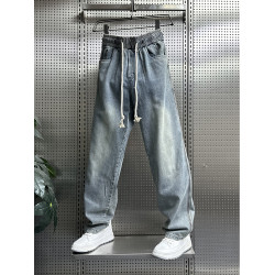 日系牛仔褲男2024新款寬松直筒微喇休閒長褲美式高街褲子男士秋款