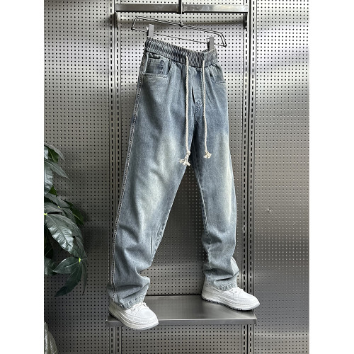 日系牛仔褲男2024新款寬松直筒微喇休閒長褲美式高街褲子男士秋款 日系牛仔褲男2024新款寬松直筒微喇休閒長褲美式高街褲子男士秋款