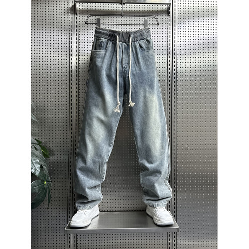 日系牛仔褲男2024新款寬松直筒微喇休閒長褲美式高街褲子男士秋款 日系牛仔褲男2024新款寬松直筒微喇休閒長褲美式高街褲子男士秋款